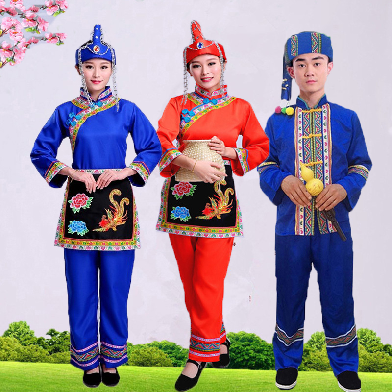 畲族服装女装三月三少数民族彝族水畲族传统舞蹈服装长袖新款男装