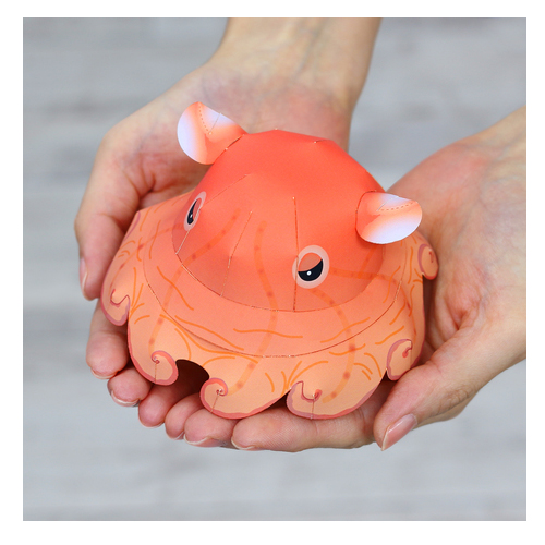 儿童益智DIY立体手工制作海洋生物小飞象烙饼章鱼八爪鱼3D纸模型