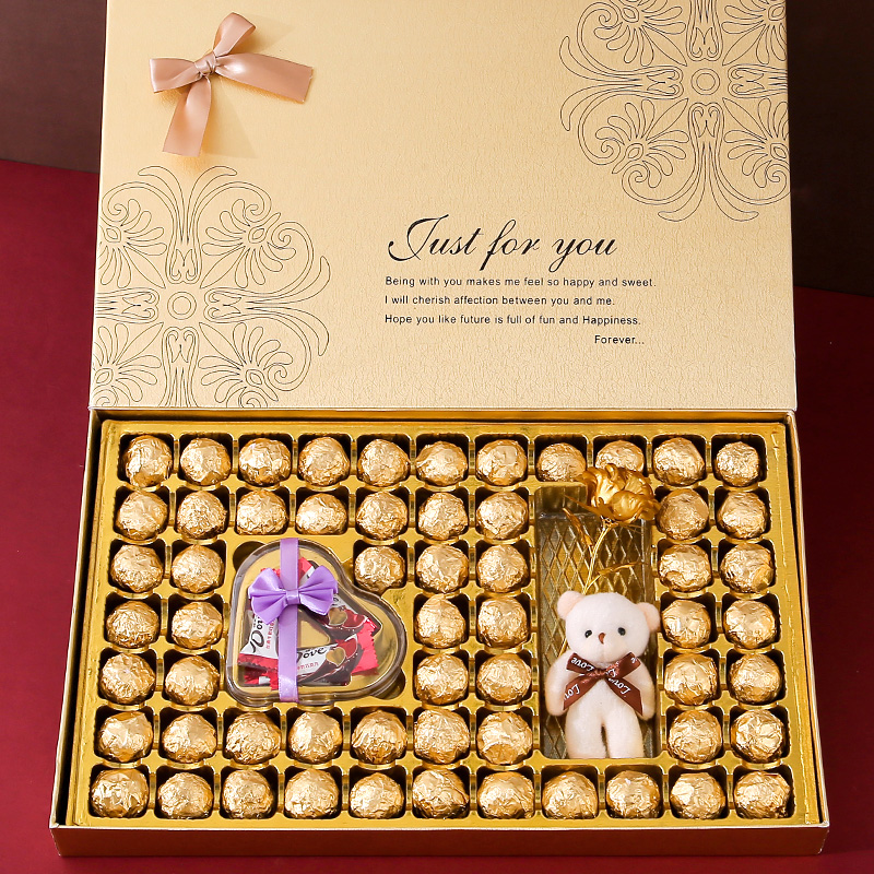 德芙巧克力礼盒装送女友老婆心形糖果零食520情人节生日礼物金色