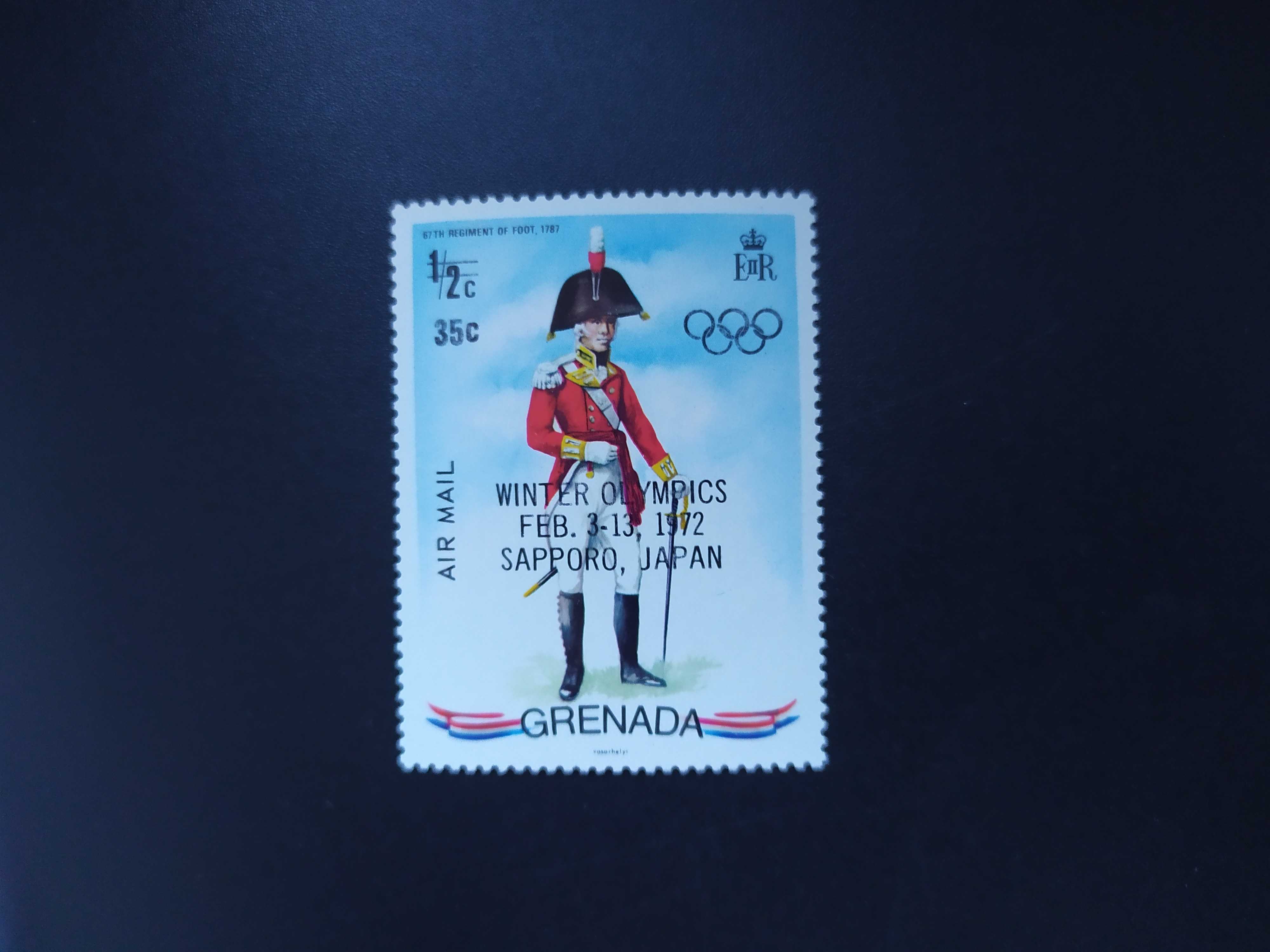 格林纳达1972年加盖札幌冬奥会改值航空邮票1新(轻贴)
