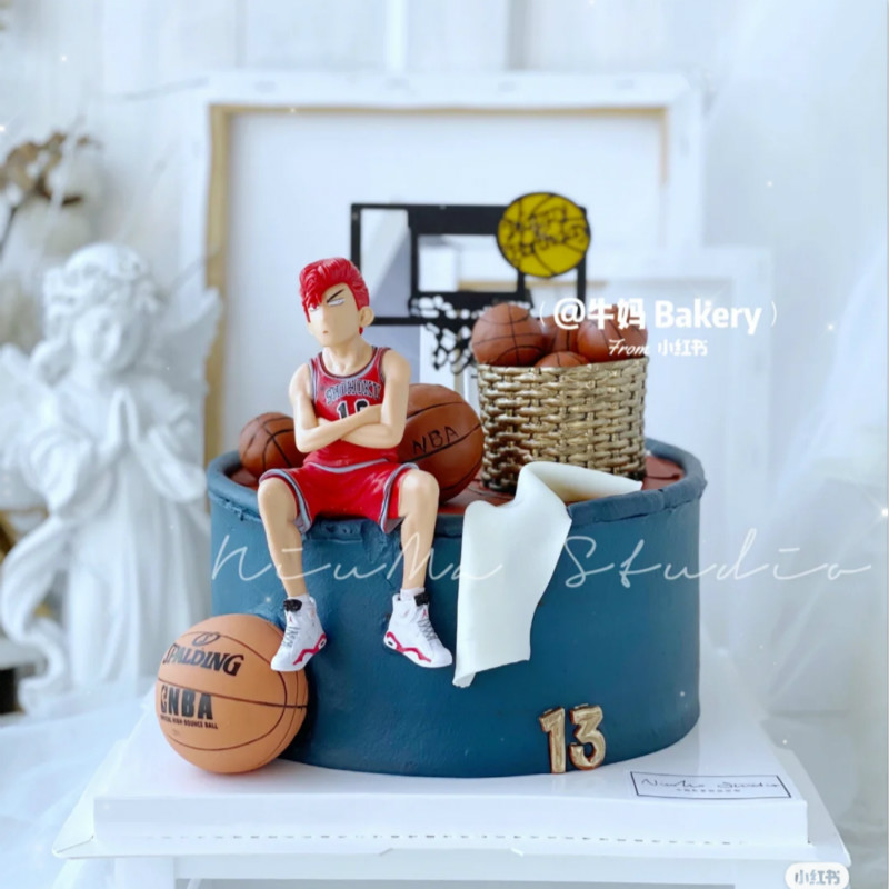 烘焙装饰男孩灌篮高手蛋糕摆件篮球主题生日球鞋库里网红甜品插件