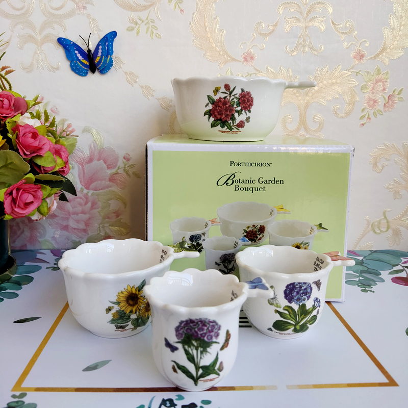 英国波特美林花园系列陶瓷花蝴蝶杯4件套欧式田园家居高温瓷量杯