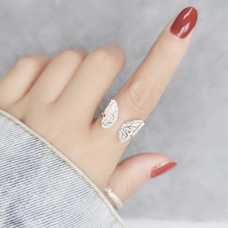 韩版开口蝴蝶戒指女ins潮小众设计时尚个性食指戒可调节装饰指环