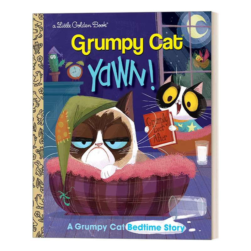 打哈欠！脾气暴躁的猫睡前故事  英文原版 Yawn! a Grumpy Cat Bedtime Story Little Golden Book 兰登书屋 精装 英文版 进口书籍