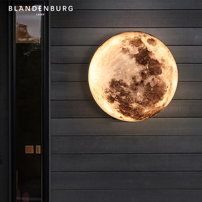 月球户外灯现代简约防水月亮过道灯具室外创意设计感景观庭院壁灯
