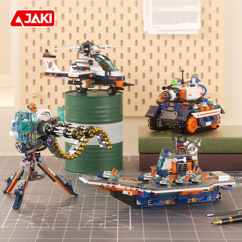 JAKI佳奇积木战斗争霸坦克飞机军事模型儿童玩具男孩礼物益智拼装
