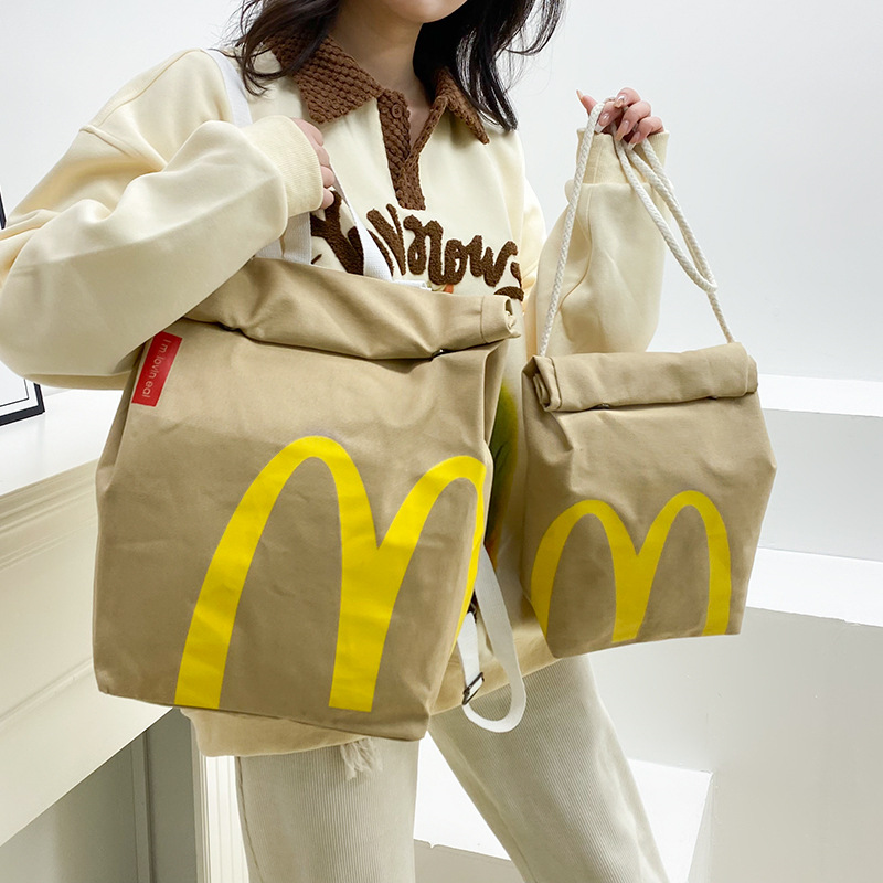 麦当劳联名书包个性学生休闲束口袋单肩包搞笑沙雕创意有趣奇怪