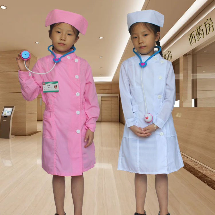 儿童小护士服幼儿园女童医生护士服抗击疫情角色扮演白大褂演出服