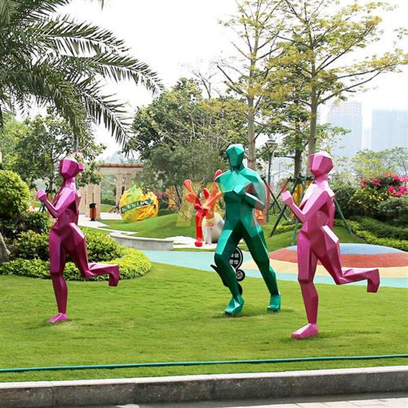 龙岗区抽象人物玻璃钢景观广场雕塑公园草坪奔跑城市地标