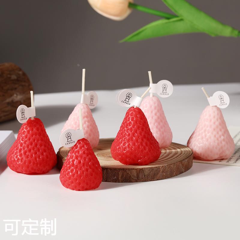 创意网红手工草莓香薰蜡烛家用造型香氛蜡烛结婚伴手礼摆件
