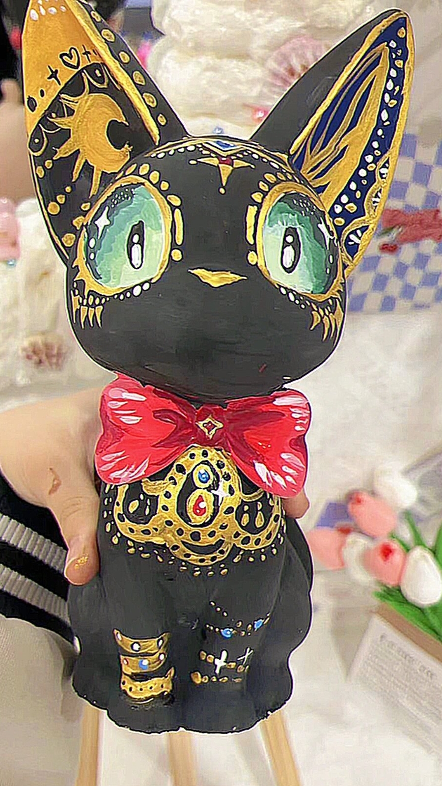 涂色手绘玩具礼物公仔小猫网红吉吉猫石膏娃娃猫咪玩偶埃及猫立体