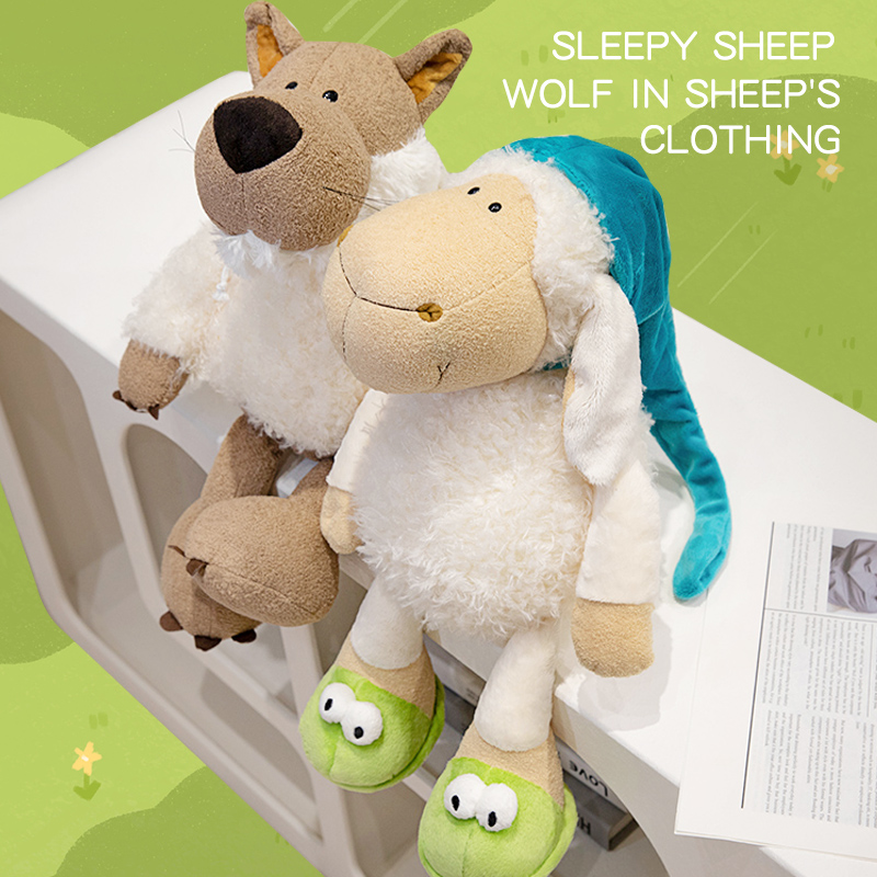 小羊公仔瞌睡羊毛绒玩具披着羊皮的狼玩偶睡觉抱枕布娃娃生日礼物
