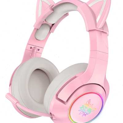 粉色猫耳朵耳机套装礼物电脑耳麦头戴式礼包生日情人节男生女生游