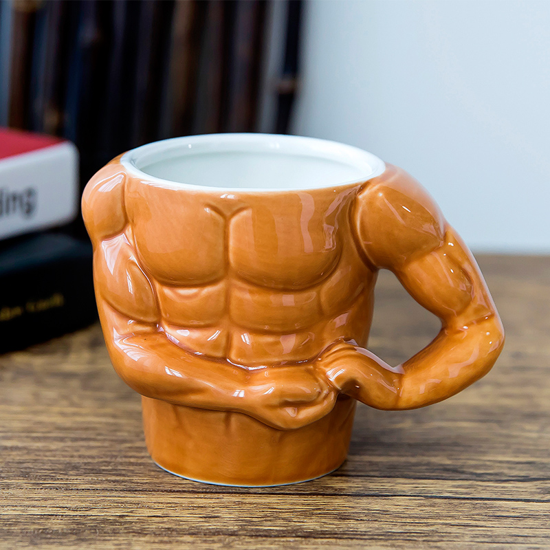 猛男肌肉马克杯创意可爱咖啡窝瓜腹肌水杯女搞怪奇怪痰盂马桶杯子