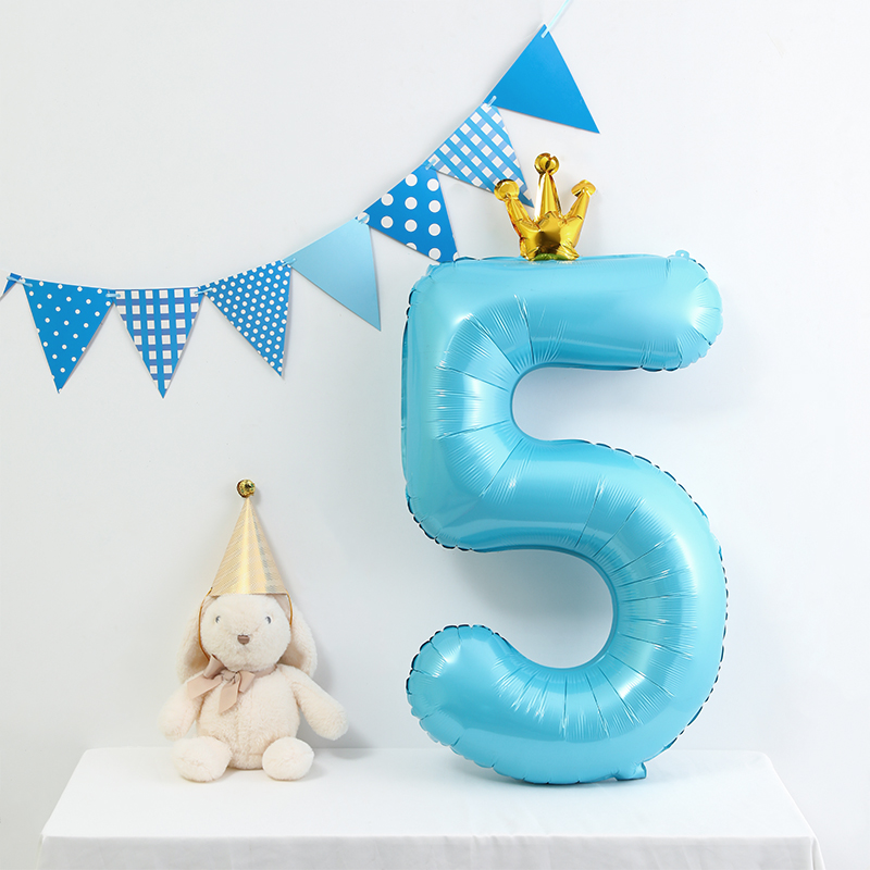 40寸大号蓝色数字气球男女孩宝宝拍照三周岁儿童生日装饰场景布置