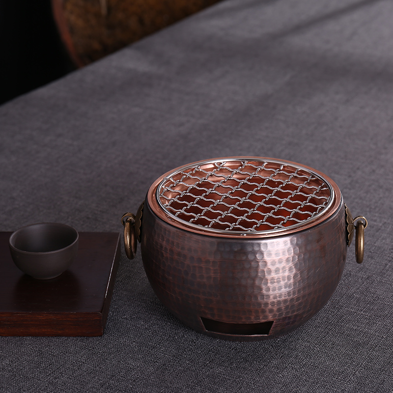 迷你版紫铜碳炉户外便携式烤茶炭火炉子小号风炉木炭橄榄碳烤火炉