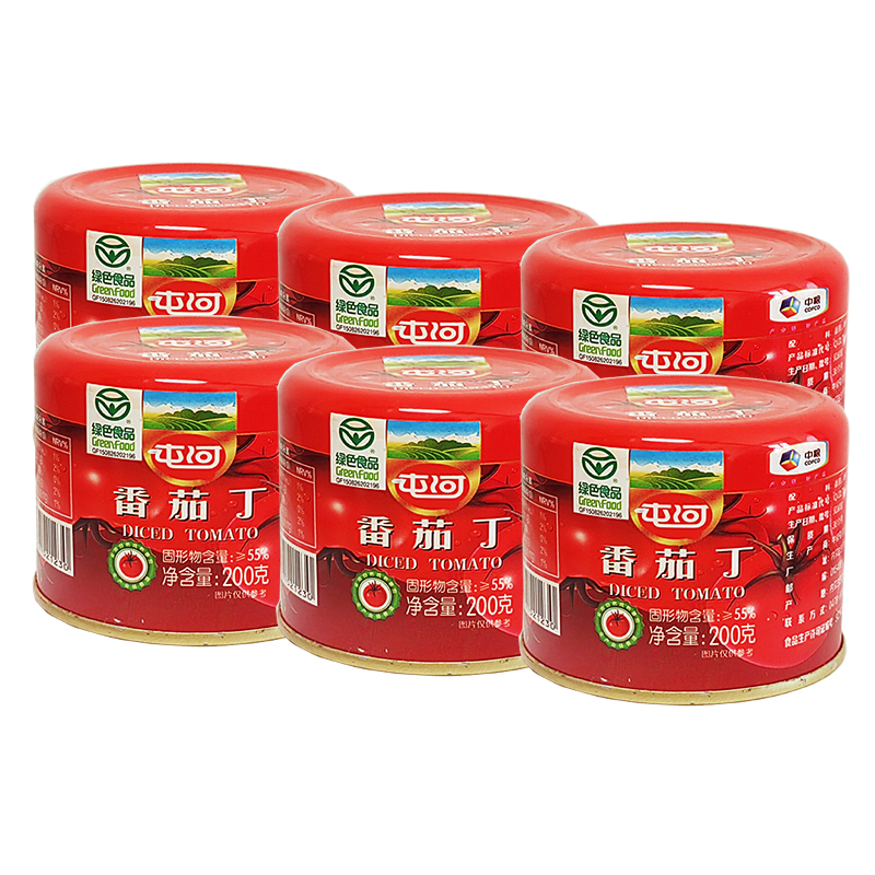 中粮屯河番茄丁自然成熟去皮西红柿块罐头200g/罐