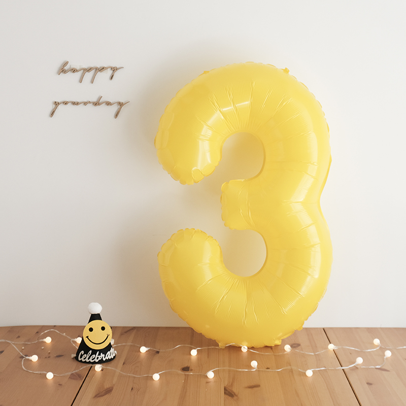 42寸ins生日黄色数字气球户外露营儿童节周岁装饰布置彩色拍照61
