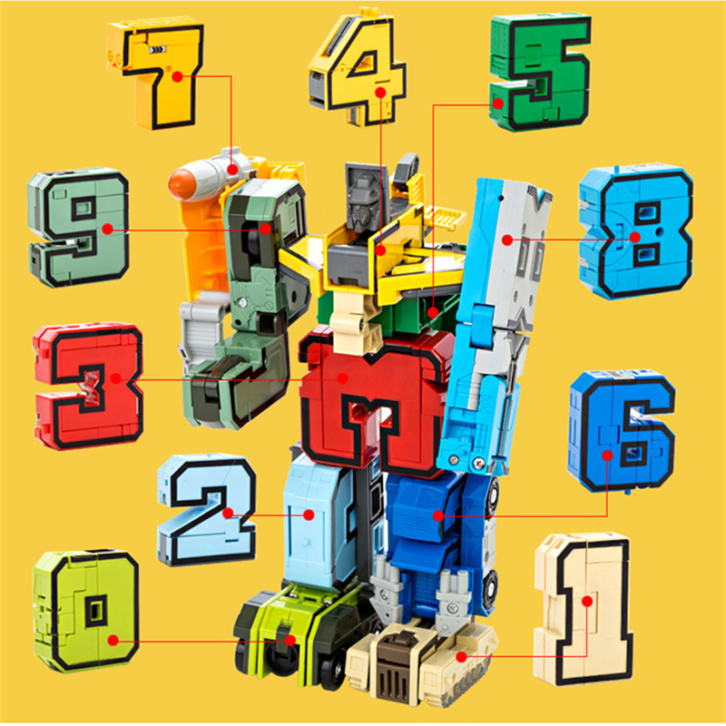 数字变形玩具机器人战队5个符号男孩童益智0-9单个10数字套装