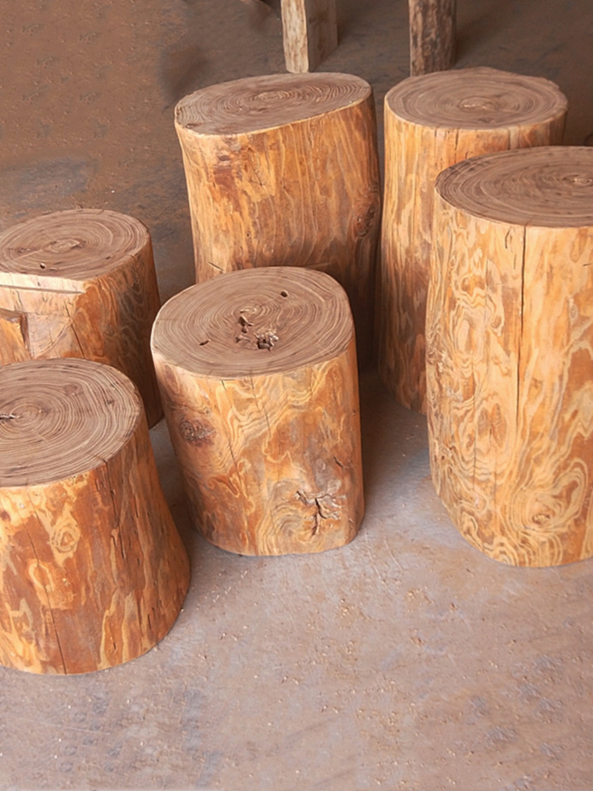 原木墩树桩木桩风化老榆木树墩艺术花架茶台底座木头墩子矮凳实木