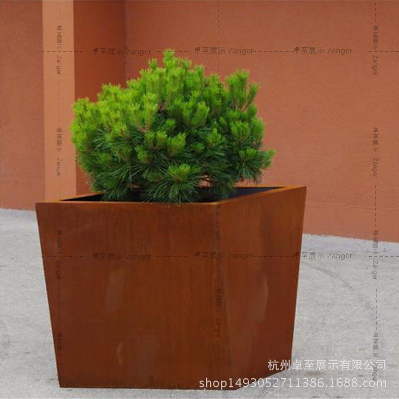 铁锈红耐候钢花箱杭州厂家 树池 景观工程花盆 花器 种植箱 花槽