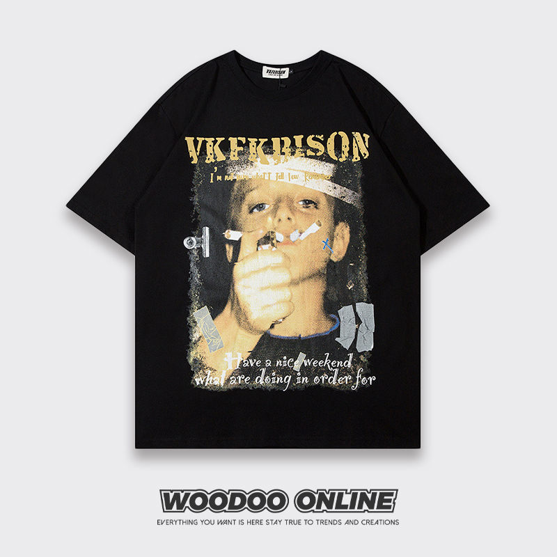 借个火机 WOODOO 设计师品牌 美式嘻哈高街创意头像 男女T恤