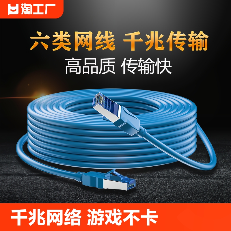 网线千兆家用超六6五5类路由器宽带光猫网络线5/10m10米六类光纤