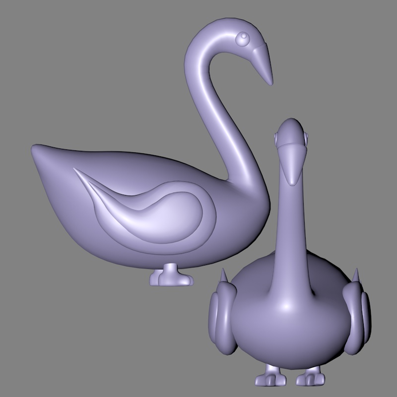 卡通可爱萌系天鹅大白鹅小鸭子stl圆雕图3D打印雕刻机图纸L0700