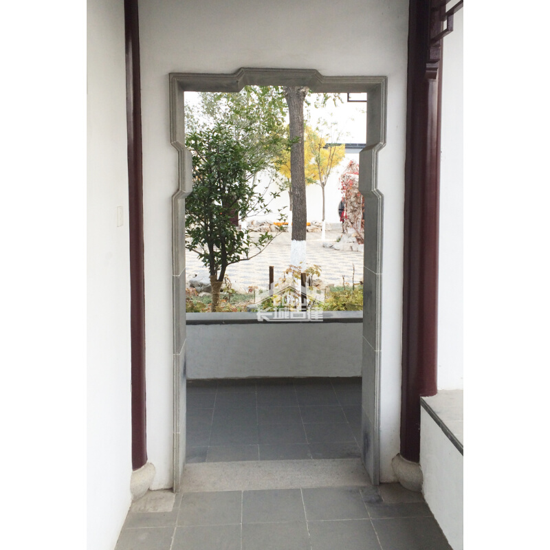 。青砖门套 庭院方形门框线 园林青砖拱门中式仿古门洞走廊室内门