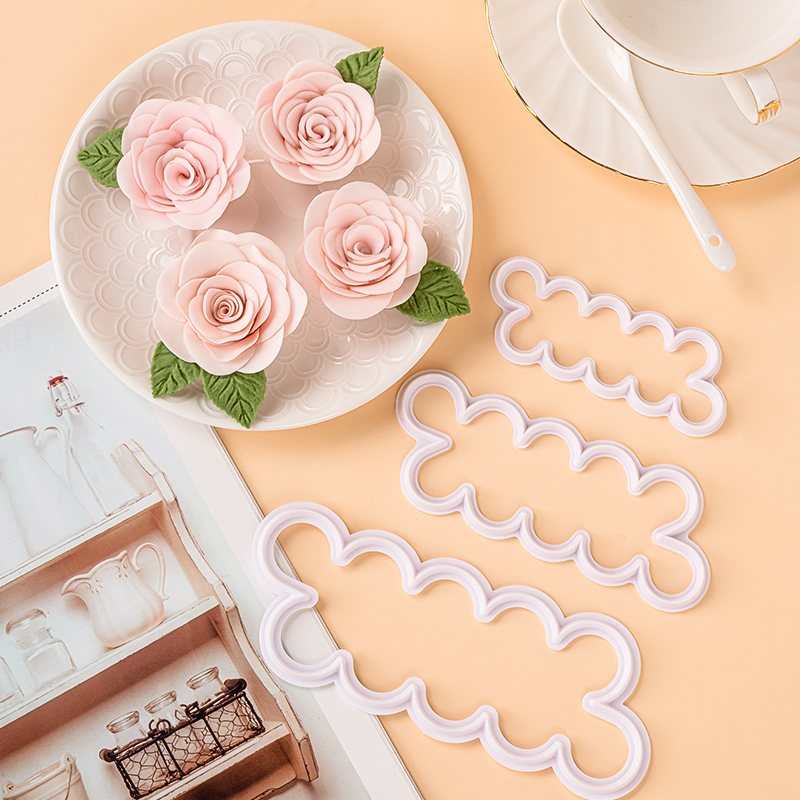 玫瑰花造型翻糖切模蛋糕装饰摆件立体印花饼干压模工具烘焙模具