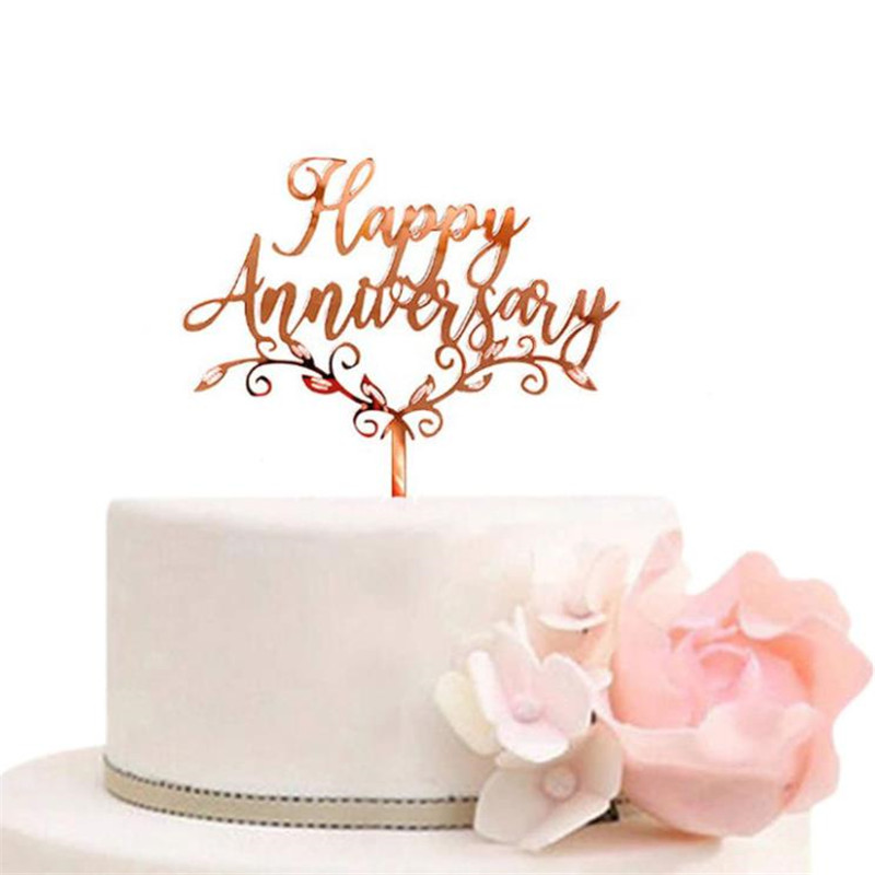 结婚周年纪念日蛋糕装饰插牌happy anniversary派对甜品台布置