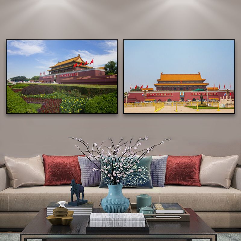 故宫天坛装饰画天安门长城颐和园壁画客厅新中式北京城市风景挂画