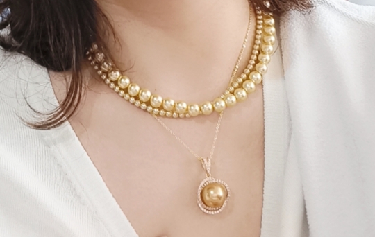 美s小米珠羽黄金珍珠项链4M+8M叠戴更好看珠光宝气显白更漂亮轻奢