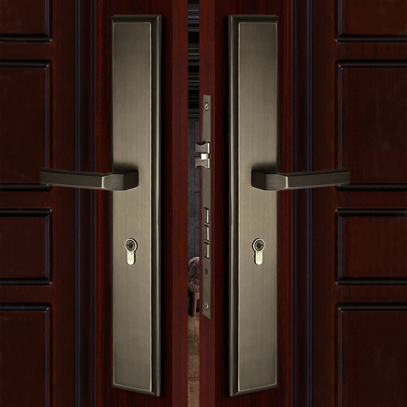 豪华全铜新中式对开门子母门入户静音加长大门锁办公室双开门把手