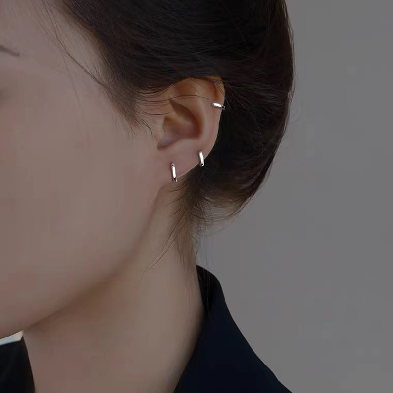 s925纯银耳环女夏季耳钉2022年新款潮耳扣小众耳圈耳骨养耳洞耳饰