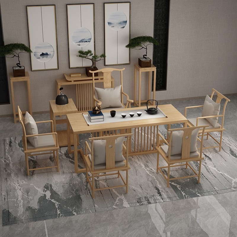 茶桌椅组合新中式禅意实木茶桌阳台办公室大板功夫泡茶台茶几套装