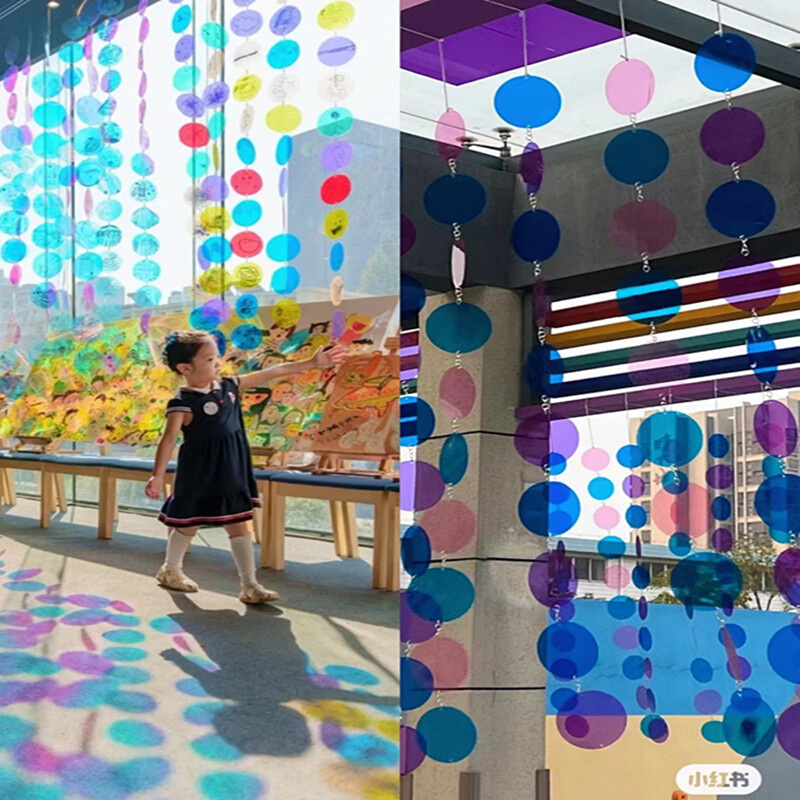 幼儿园透明彩色pvc圆形六边形pp磨砂片材挂饰手工diy艺术涂鸦画板