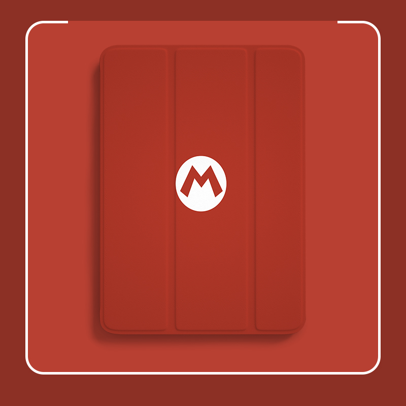 红色M玛丽标志ipad保护套简约风air4适用苹果平板air5书本式带笔槽10.2寸19款防摔pro11ipad8外壳软壳硅胶9.7