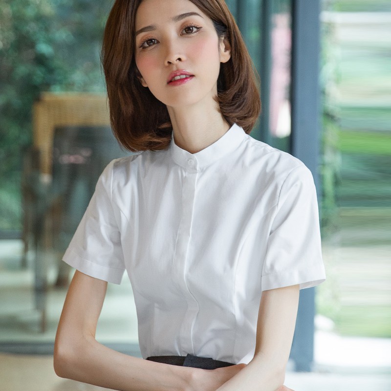 2024年春夏短袖白色衬衫女设计感小众气质衬衣职业正装工作服上衣