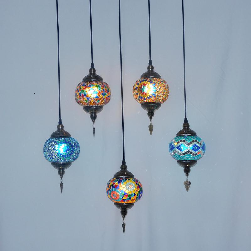 新疆民族特色个性泰式餐厅咖啡厅酒吧网咖装饰土耳其彩色玻璃吊灯
