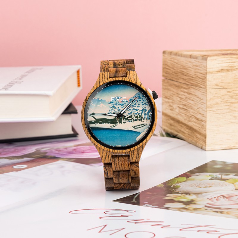 日本代购 BOBO BIRD 男女款复古日系风涂鸦浮世绘木质石英手表