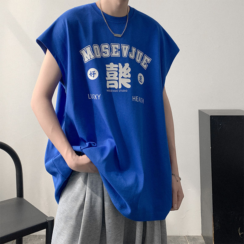克莱因蓝篮球背心男夏季ins潮牌运动无袖t恤宽松休闲薄款坎肩上衣