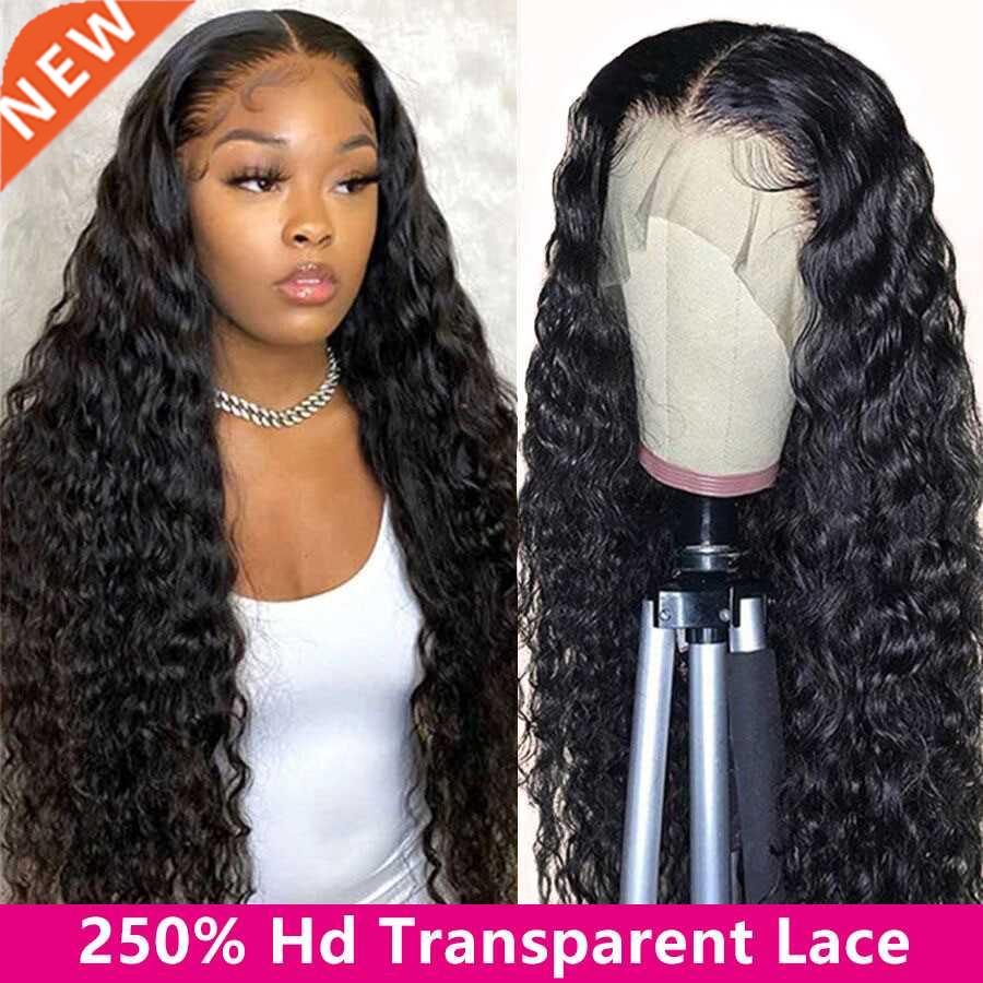 30 32 Inch Lace Front Wig Deep Wave Frontal Wig Transparent