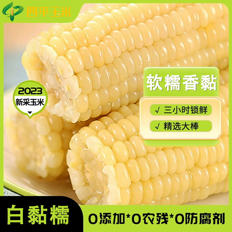 【四平玉米】东北白糯玉米棒10根250g真空包装软糯香黏粘非转基因