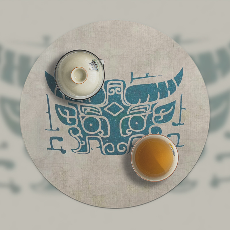 中国风动物纹饰图腾茶垫硅藻泥吸水支持定制图案中式杯垫餐垫耐脏