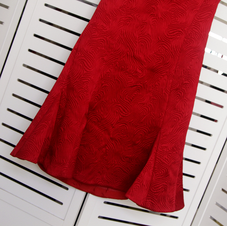 欧货意大利女装品牌正品佩佩patriziapepe华美红色轧花鱼尾连衣裙