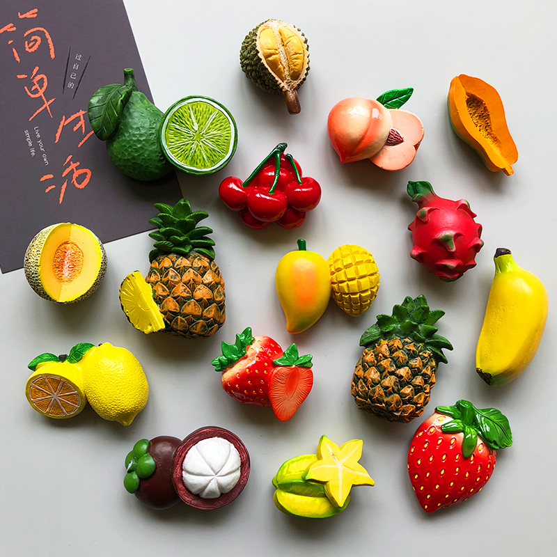 创意3D立体新鲜水果冰箱贴磁贴 北欧ins装饰磁力食物一套可爱卡通