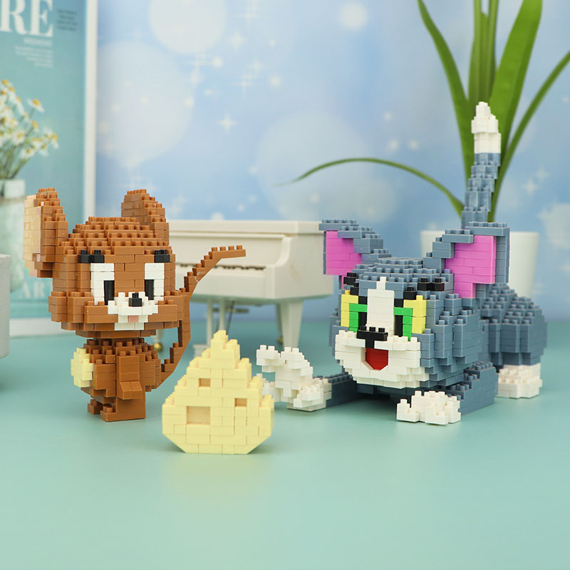 拼装小颗粒益智积木玩具拼图儿童女孩系列猫老鼠成年礼物送女生