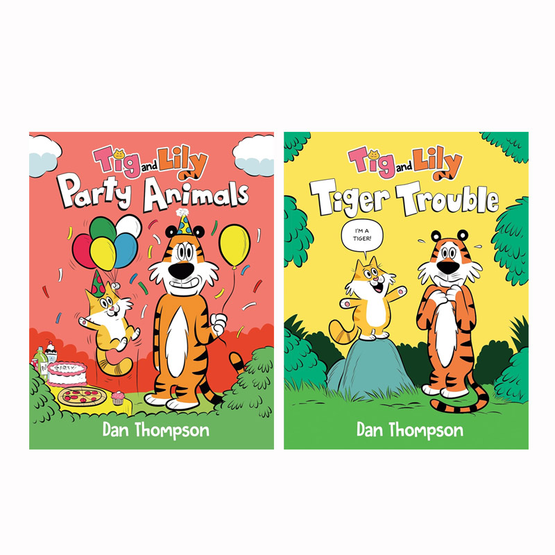 英文原版 老虎和莉莉 系列2本 4-8岁儿童启蒙认知桥梁漫画 幽默搞笑 动物故事精装漫画
