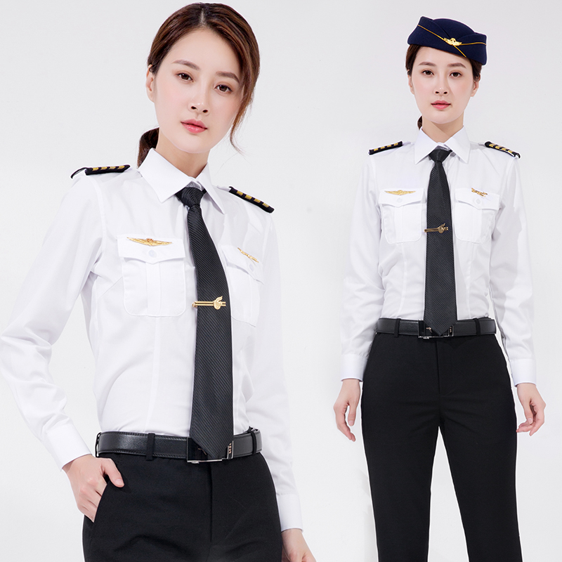航空制服机长制服女衬衫飞行员制服女机师空乘服酒店经理工作衬衣